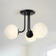 20" W 3-Light Globe Semi Flush Mount With Black Canopy