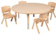 45" Round Natural Plastic Height Adjustable Activity Table Set with 4 Chairs