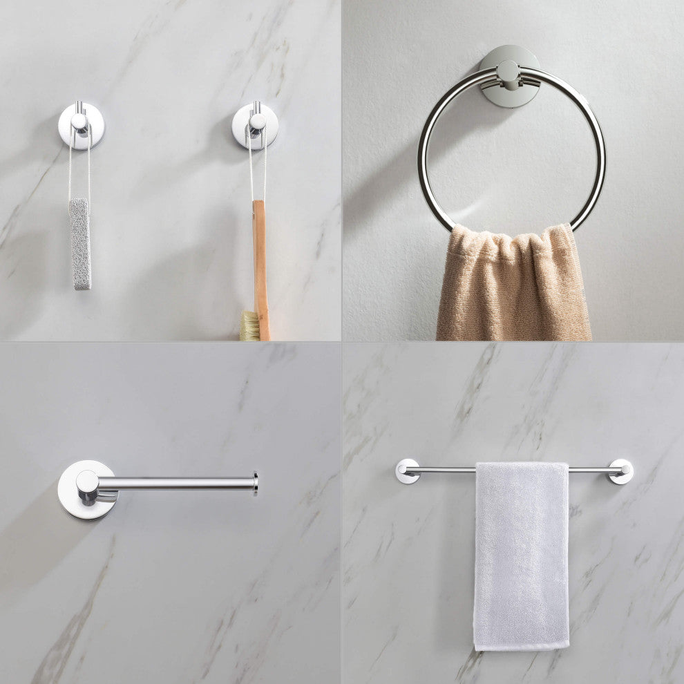 Circular 5-Piece Bathroom Hardware Set, Chrome