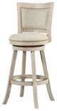 Benzara BM239739 29" Curved Back Wooden Swivel Bar Stool, Nailhead Trim, Gray
