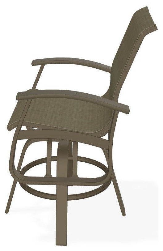 Belle Isle Sling Balcony Height Outdoor Swivel Chair, Elevation Stone/Beachwood