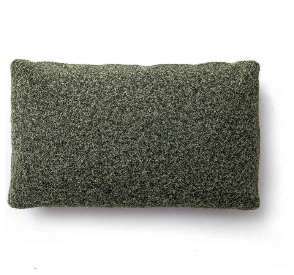 Malolo Pillow, Green Long Mohair, 20x12"