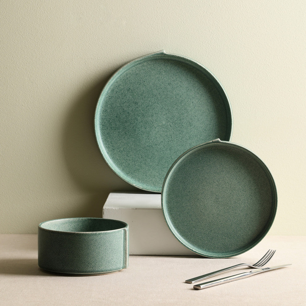 Stone Lain Bao Stoneware 24-Piece Dinnerware Set, Green