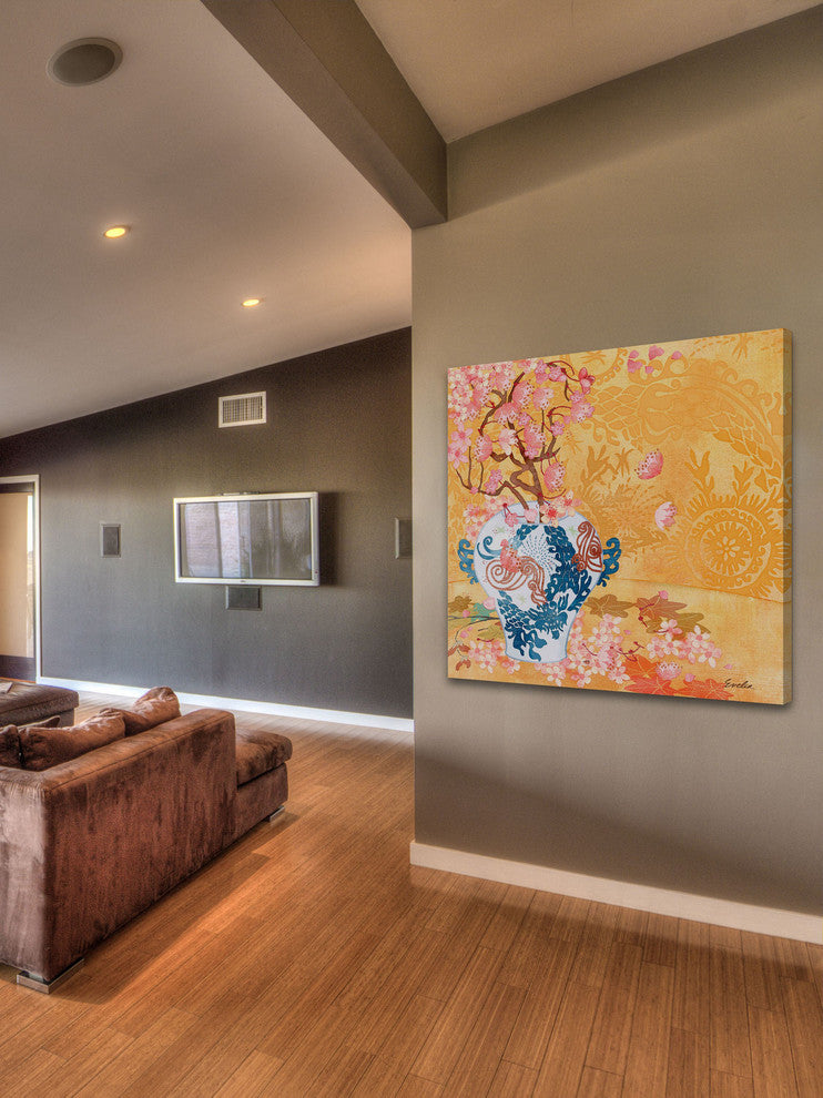 "Chinese Blue Vase II" Painting Print on Canvas by Evelia