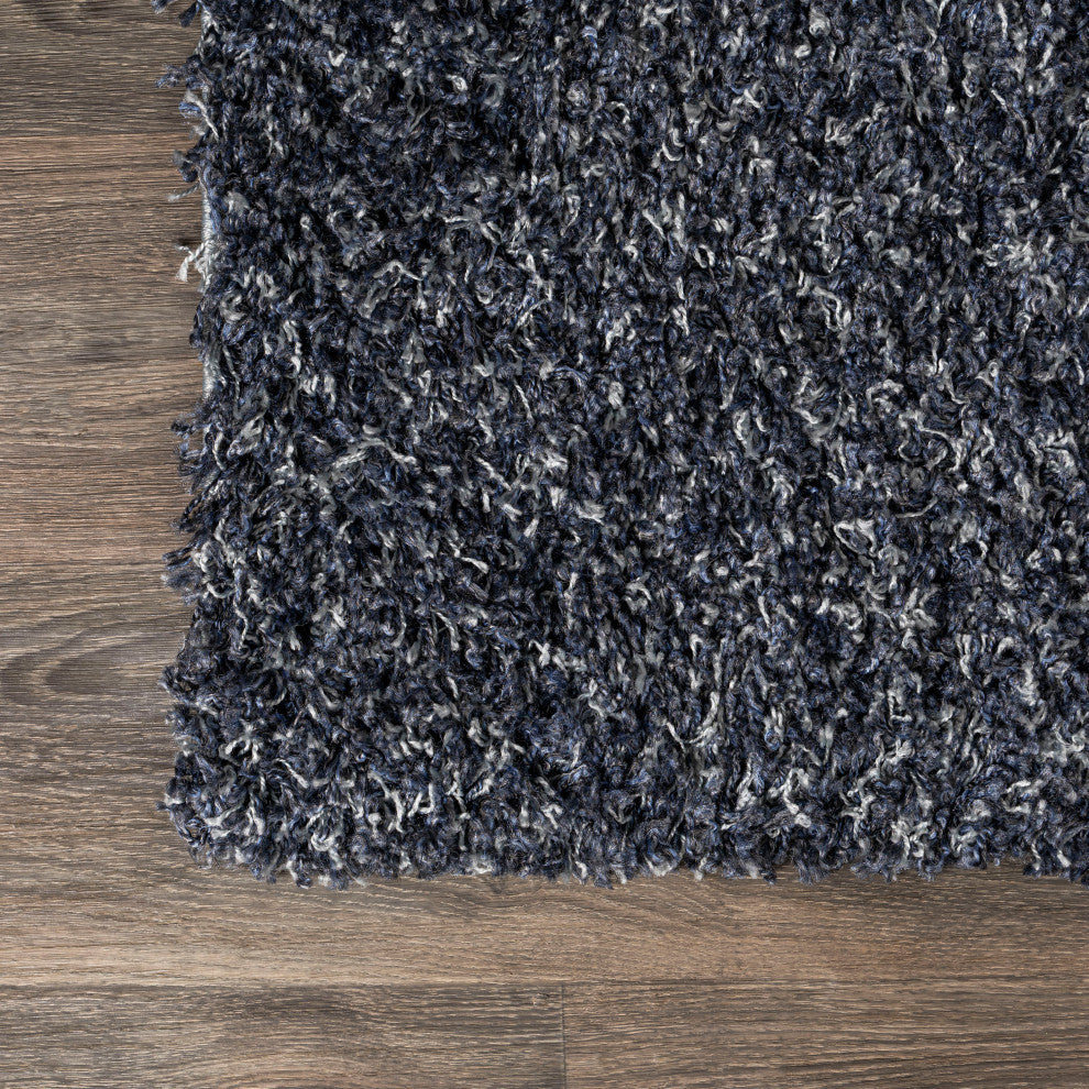 Mercer Shag Plush Area Rug, Denim Blue, 5 X 8