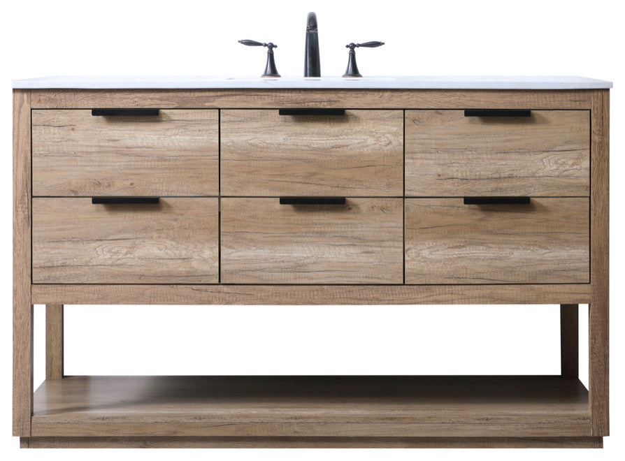 Louie 54" SIngle Bathroom Vanity, Natural Oak