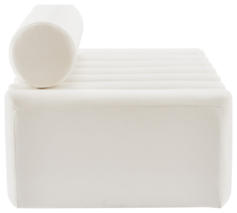 Melody Velvet Upholstered Chair, Cream, Loveseat