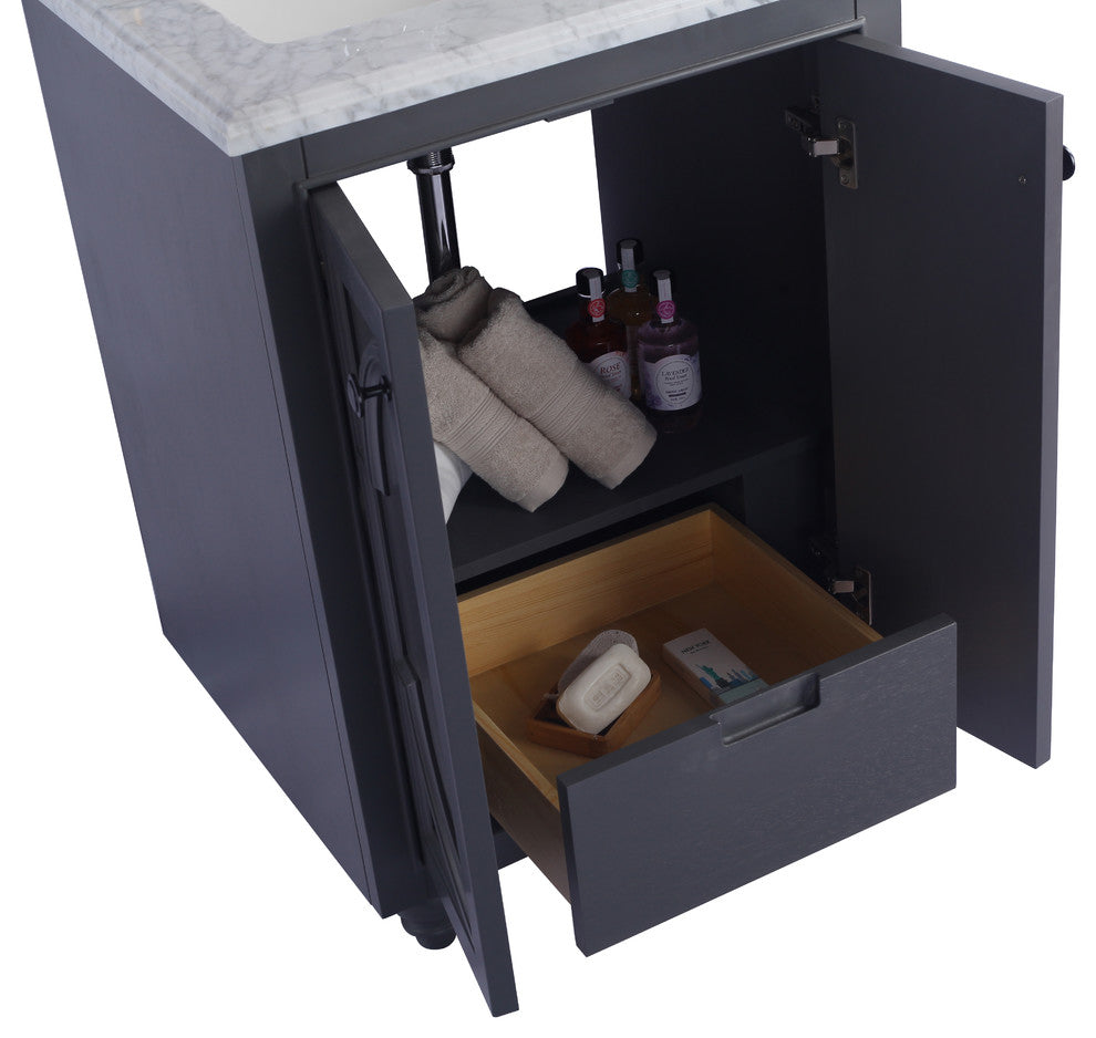Odyssey, 24" Maple Gray Cabinet With Black Wood Marble Countertop