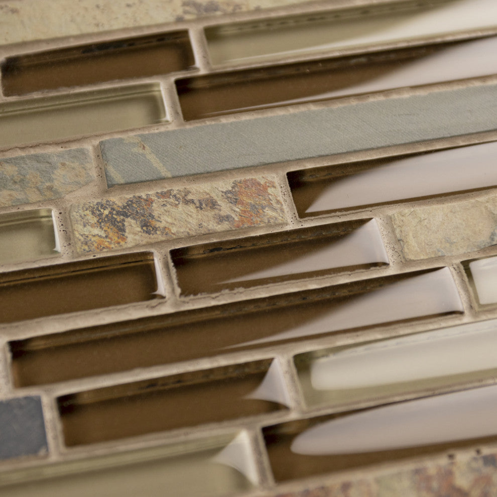 Tessera Piano Glass and Stone Mosaic Wall Tile, Brixton, Brixton