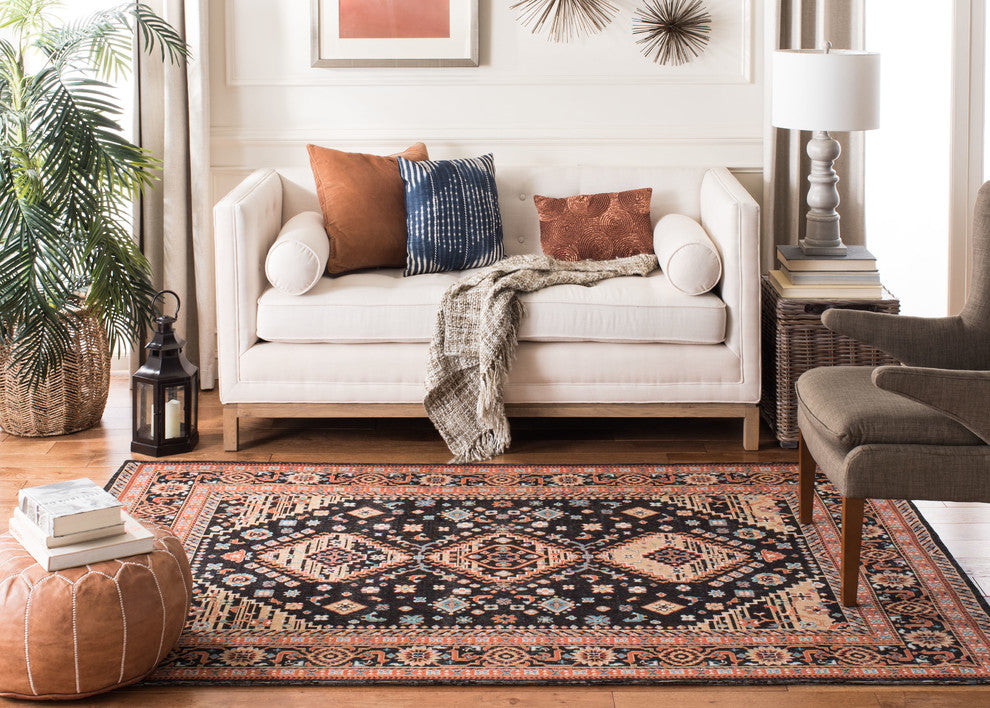 Safavieh Classic Vintage Collection CLV114 Rug, Black/Rust, 5' X 8'