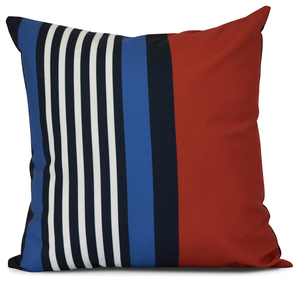 Beach Shack, Stripe Print Pillow, Red, 16"x16"