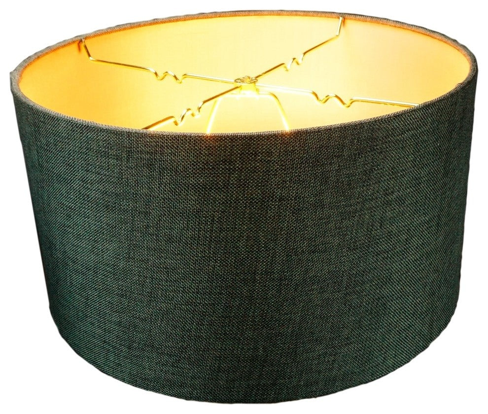 Shallow Drum Lampshade 18"x18"x10", Granite Gray Burlap