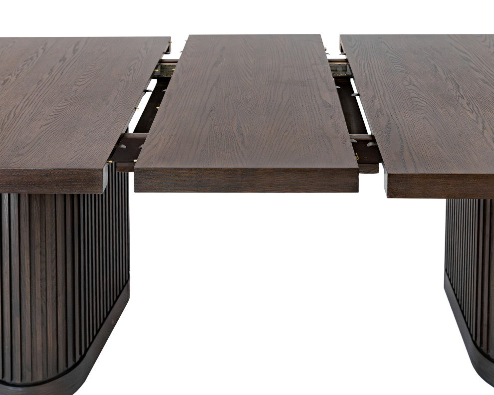 Wood Rectangular Extension Kitchen Dining Table With 8- Chairs, Brown