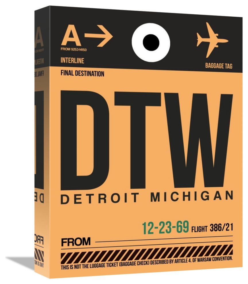 "DTW Detroit  Luggage Tag 1" Fine Art Print