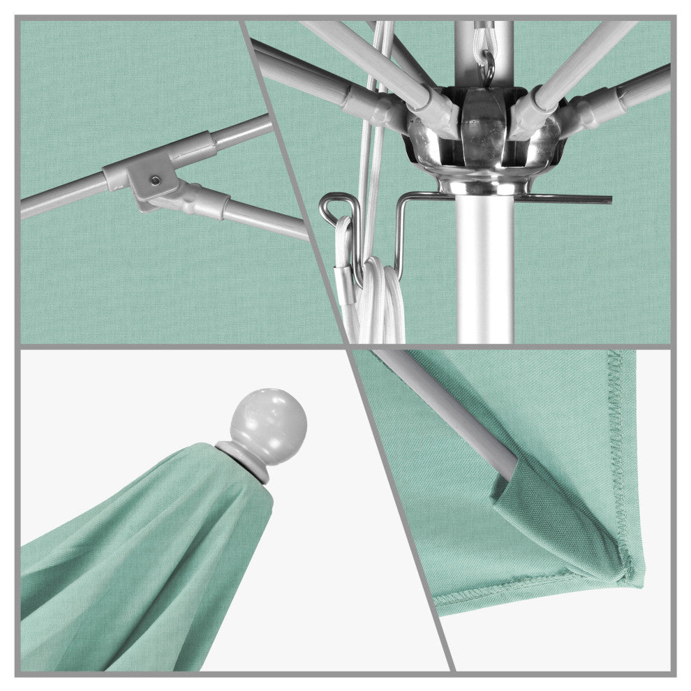 7.5' Silver Push Lift Aluminum Umbrella, Sunbrella, Spa