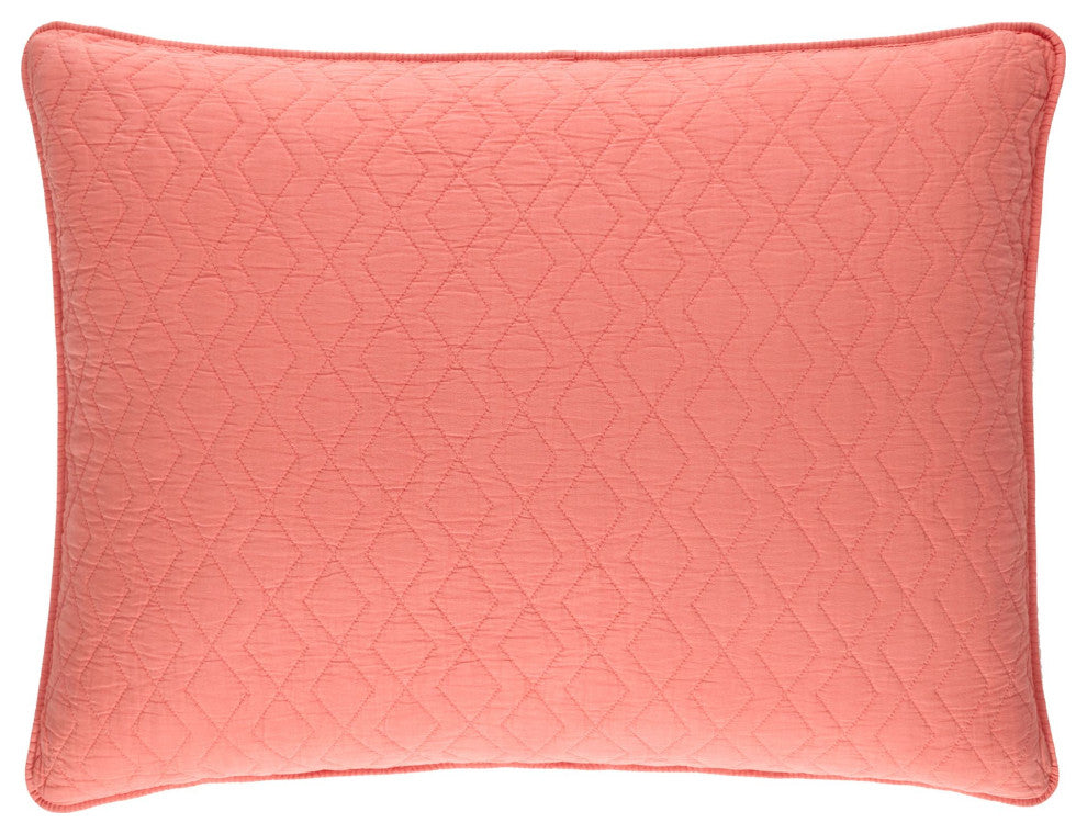 Birdie Coral Quilted Sham