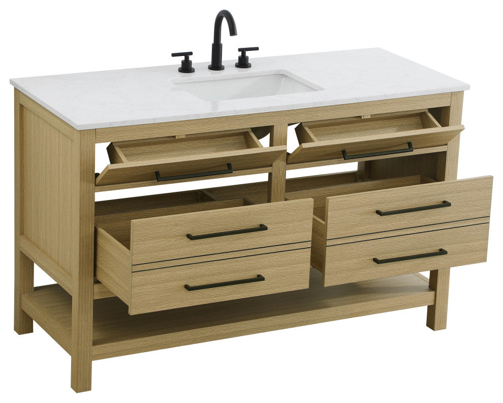 Home Living 54" Single Bathroom Vanity, Honey Brown