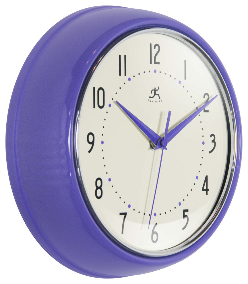 Infinity Instruments Retro Kitchen Vintage 50s Wall Clock, Periwinkle