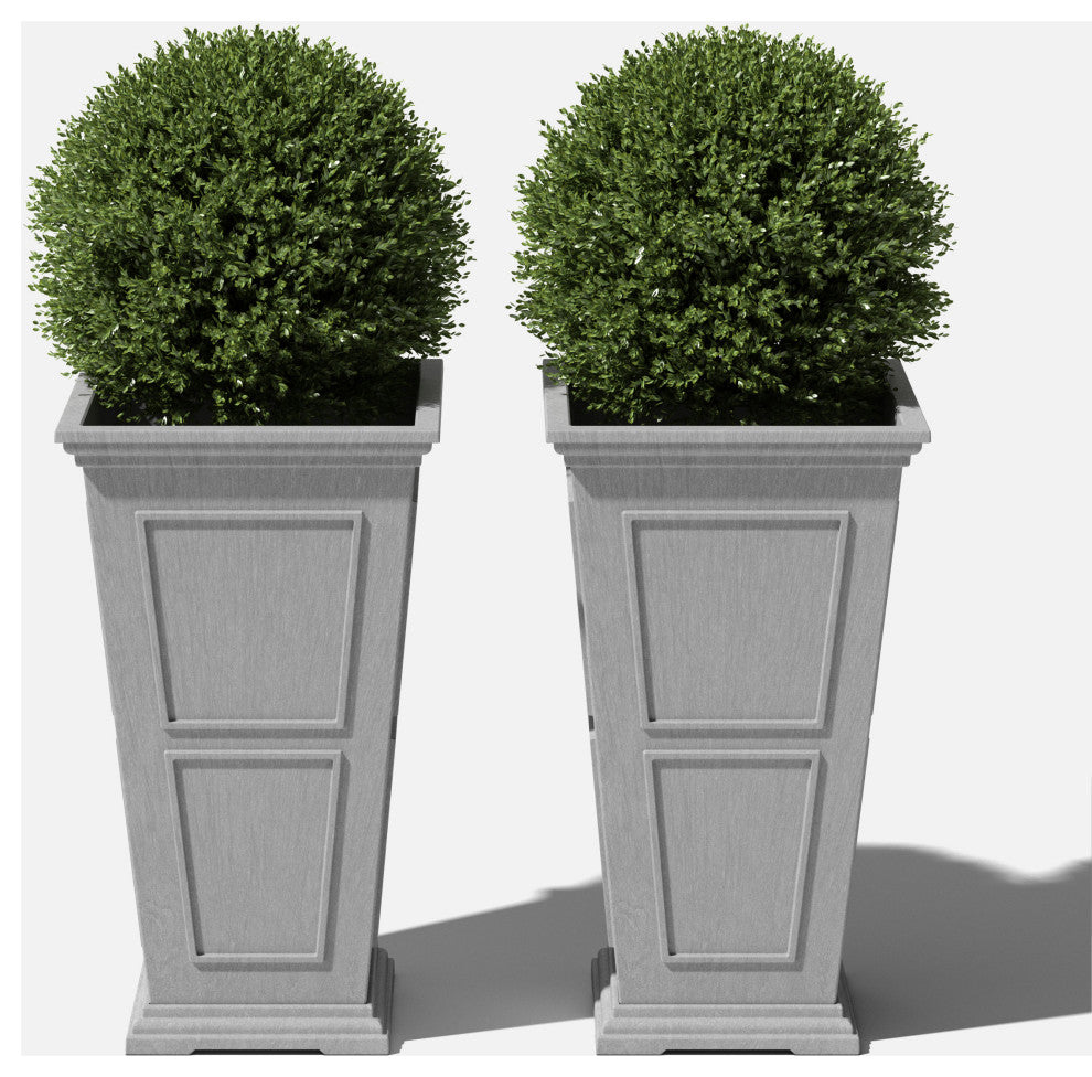 Veradek Brixton Tall Planter, Gray, 26 Inch, 2 Pack