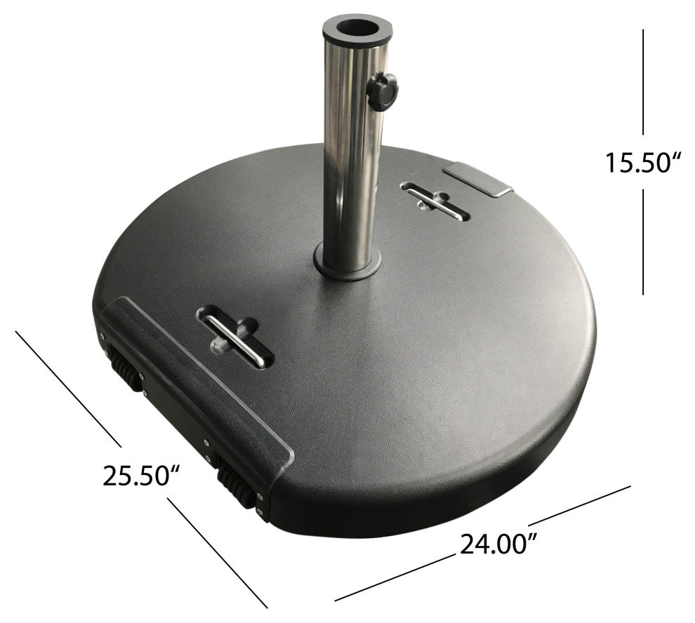 GDF Studio Kelly 132lb Concrete Circular Umbrella Base With Steel Collar, Black