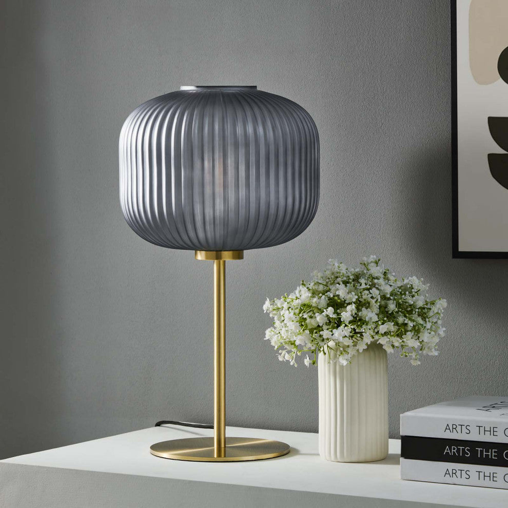 Reprise Glass Sphere Glass and Metal Table Lamp, Black Satin Brass