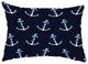 Anchor Whimsy 14"x20" Decorative Nautical Outdoor Pillow, Navy Blue