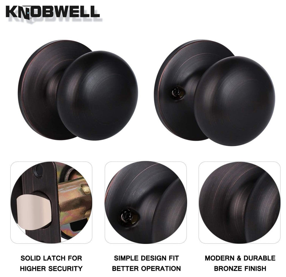 Bronze Passage Door Knob Interior, Set of 5