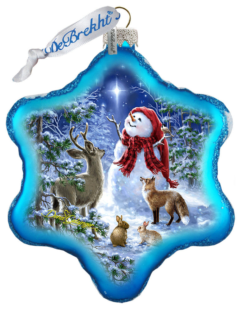Heaven With Snowman Glass Ornament
