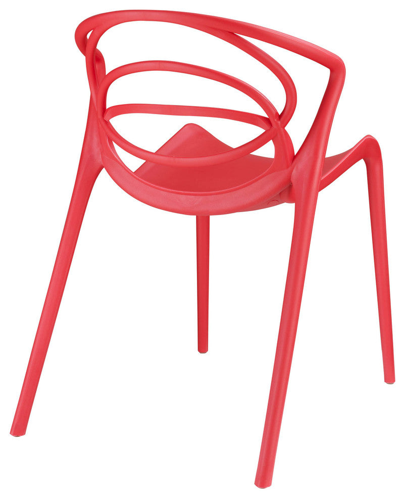 Modern Urban Contemporary Dining Side Chair, Red Plastic