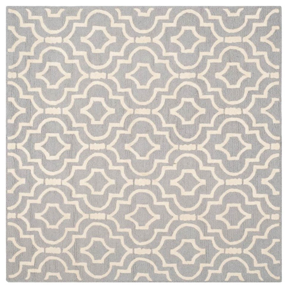 Safavieh Cambridge Cam141D Silver, Ivory Area Rug, 8'0" X 8'0"
