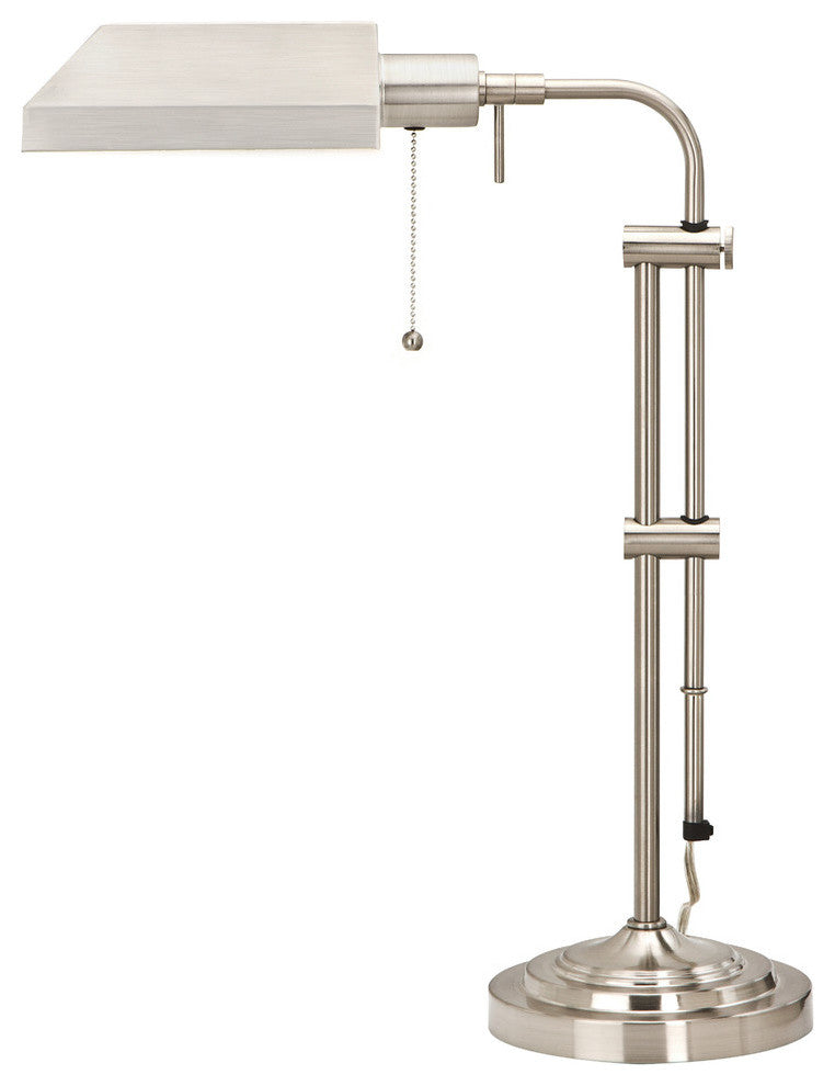 Pharmacy Table Lamp With Adjustable Pole, Brushed Steel