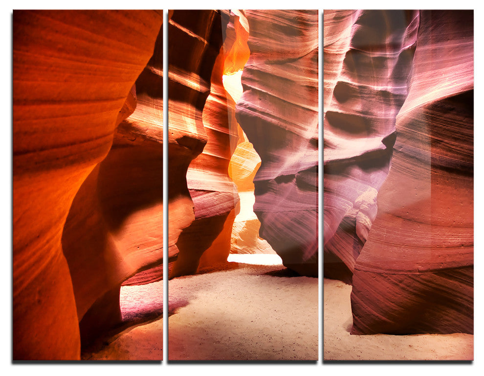 "Bright Antelope Canyon" Photo Metal Wall Art, 3 Panels, 36"x28"