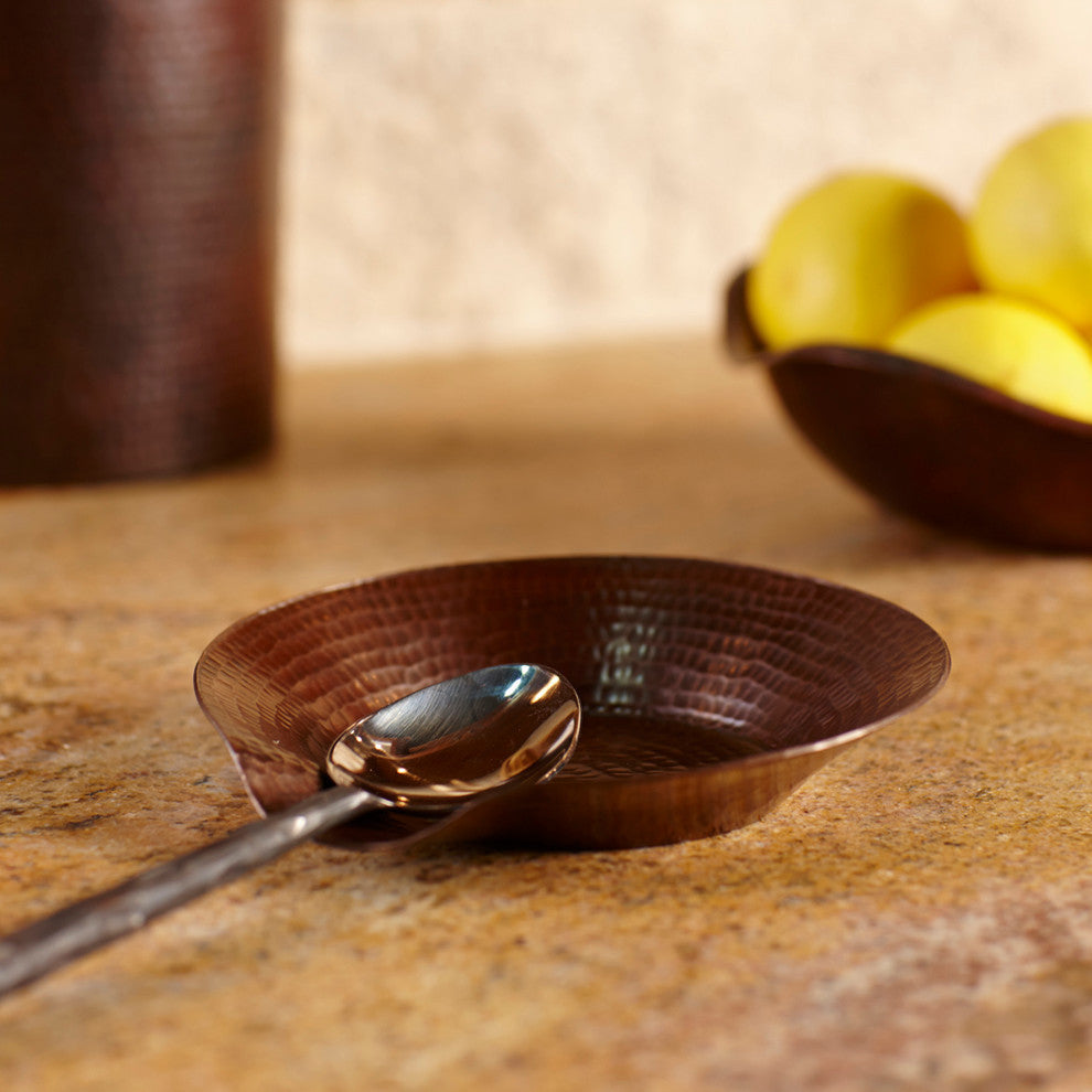 Hammered Copper Spoon Rest, Antique Copper