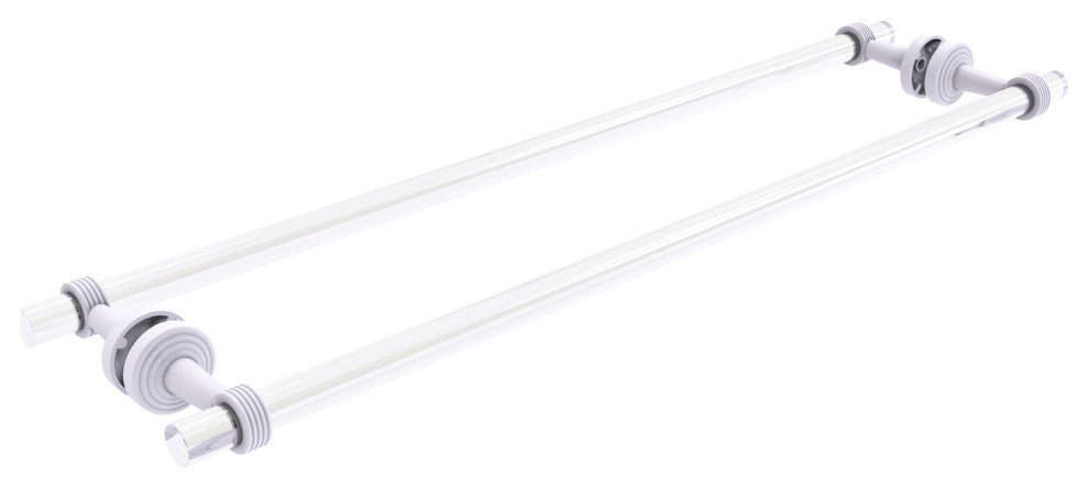 Pacific Beach 30" Groovy Back to Back Shower Door Towel Bar, Matte White