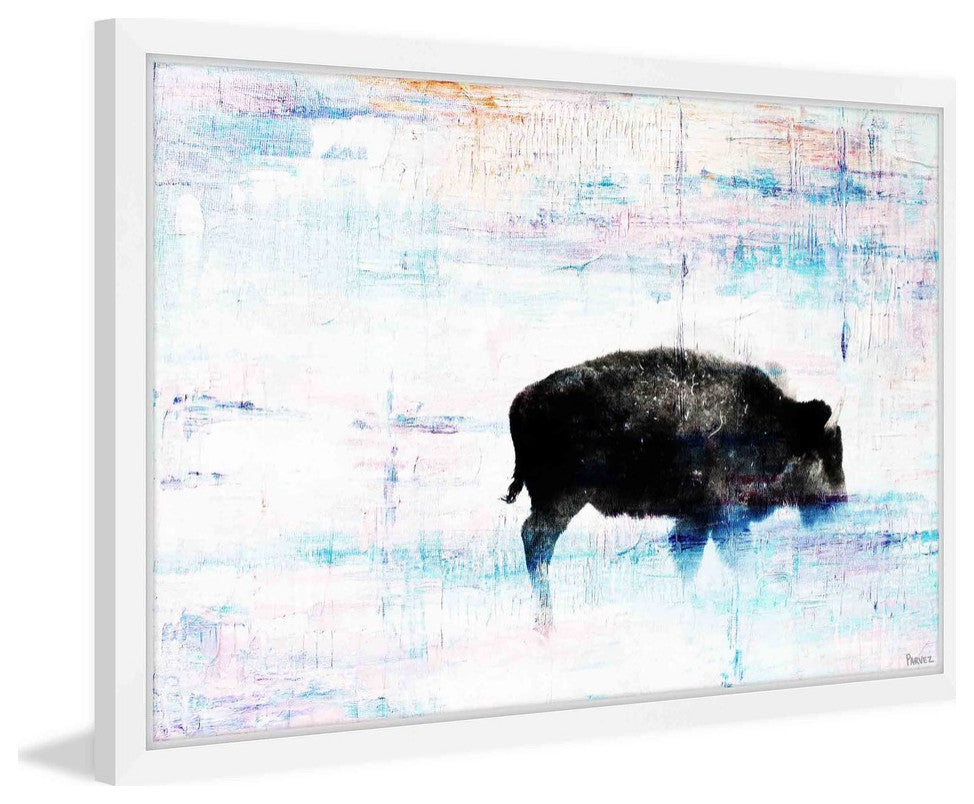 Parvez Taj "The Buffalo Knows" Framed Painting Print, 30"x20"