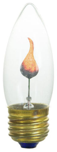 Sunlite 3 Watt Chandelier Flicker, Medium Base, Clear Orange, 15 Pack