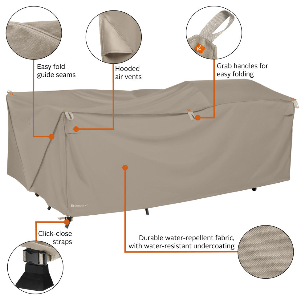 Storigami Easy Fold General Purpose Patio Furniture Cover, Goat Tan, X-Large