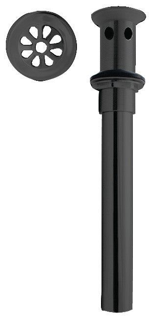 High-Flow Grid Lavatory Drain With Overflow Holes, Exposed Powder Coated Black