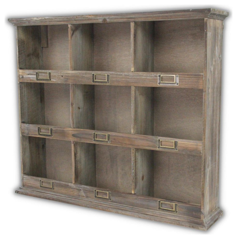 9-Cubby Wooden Wall Organizer