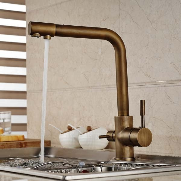 Venice Antique Brass Deck Mounted Kitchen Sink Faucet