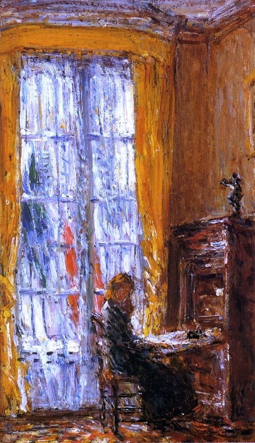 Frederick Childe Hassam At the Writing Desk - 18" x 27" Premium Canvas Print