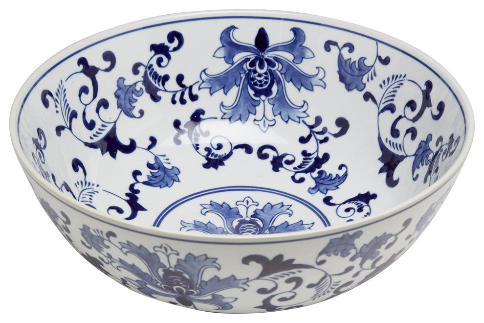14" Blue and White Bowl
