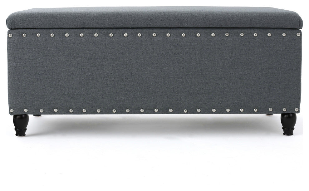 GDF Studio Evvy Fabric Storage Ottoman, Oxford Gray