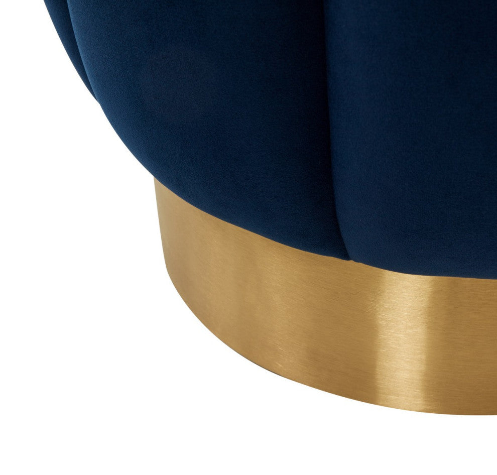 Safavieh Couture Maxine Channel Tufted Otttoman, Navy