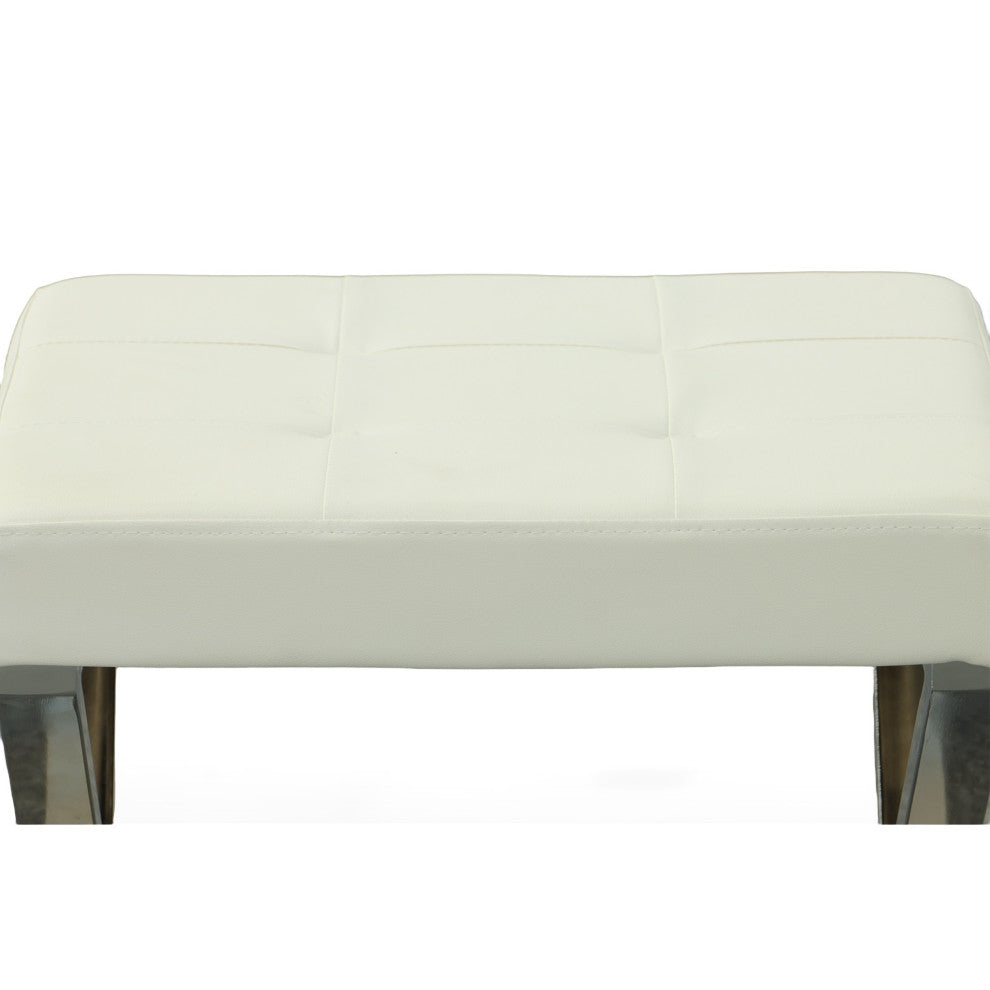 Elisabetta Vanity Bench, White and Chrome