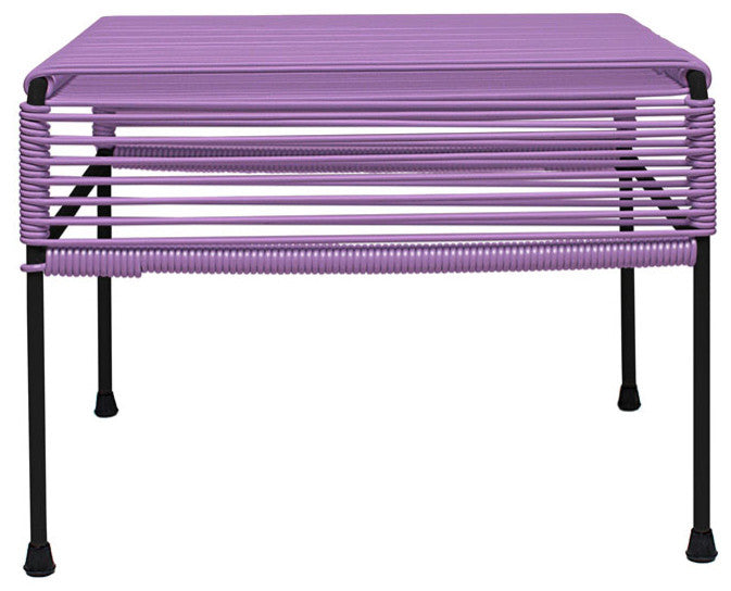 Atom Indoor/Outdoor Handmade Ottoman with Black Frame, Orchid Weave