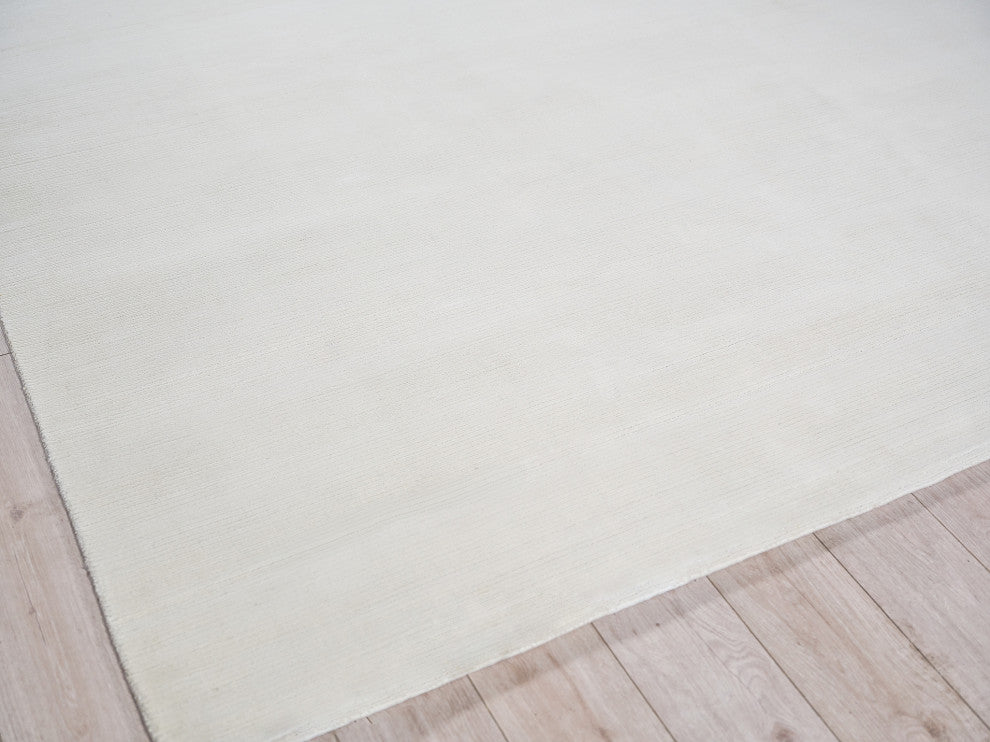 Pavia Modern Handloomed Silky Nylon White Area Rug, 9'x12'