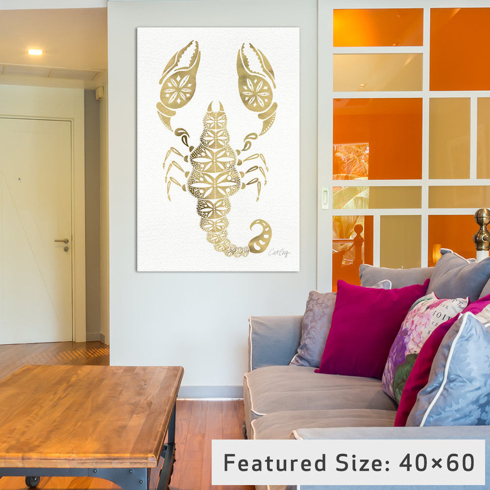 "Gold Scorpion Artprint" by Cat Coquillette, 40x26x1.5