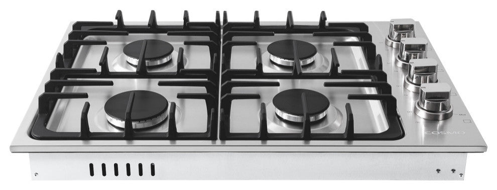 30 in. Luxury Gas Cooktop in Stainless Steel with 4 Italian Burners Easy Clean