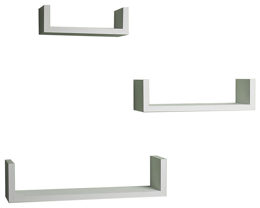 Danya B. Laminated Floating "U" Shelves (Set of 3), White